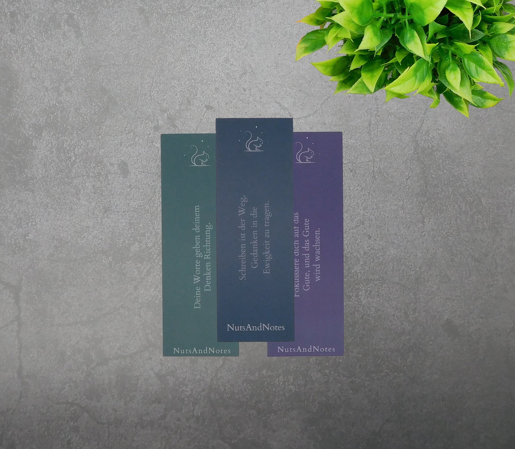Drei Lesezeichen mit inspirierenden Spruechen von NutsAndNotes – Set Variante Inspiration.
